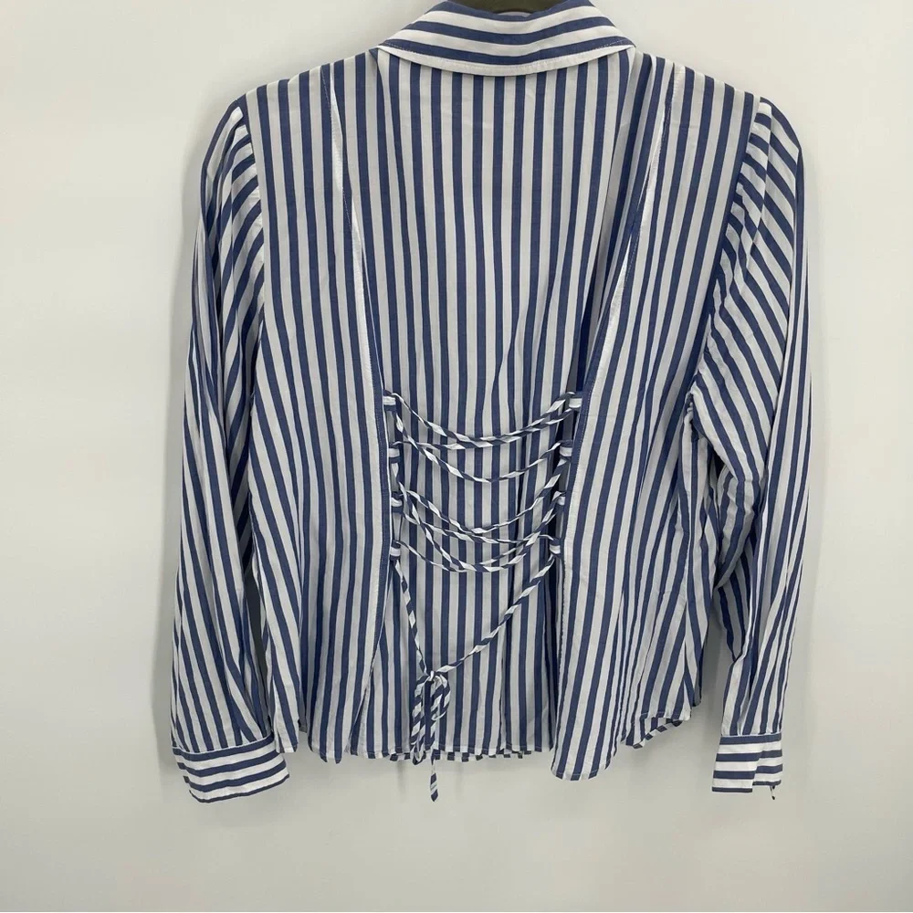 Anthropologie Blue and White Striped Blouse - Picture 7 of 10